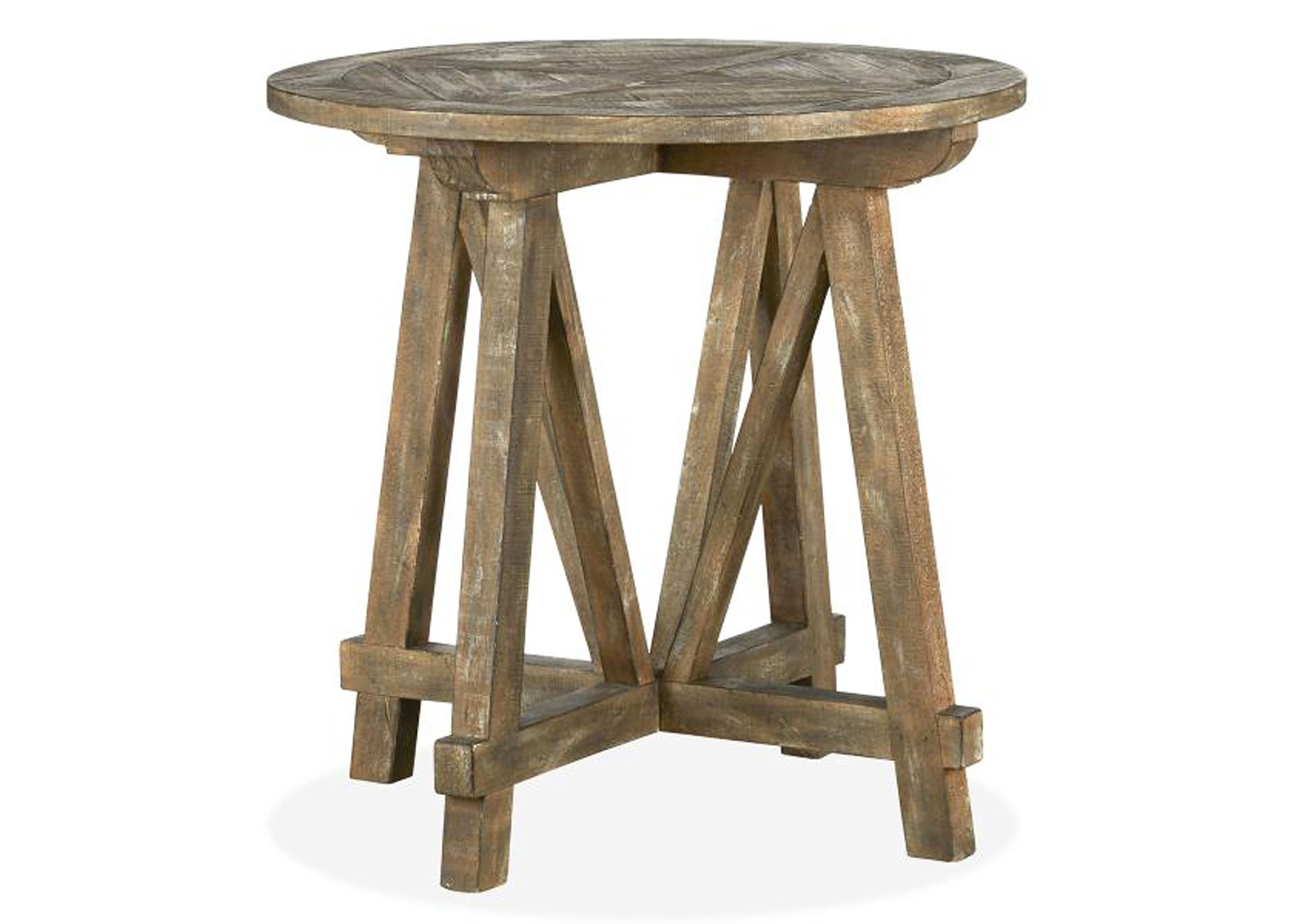 Bluff Heights Weathered Nutmeg Round Accent Table,Magnussen