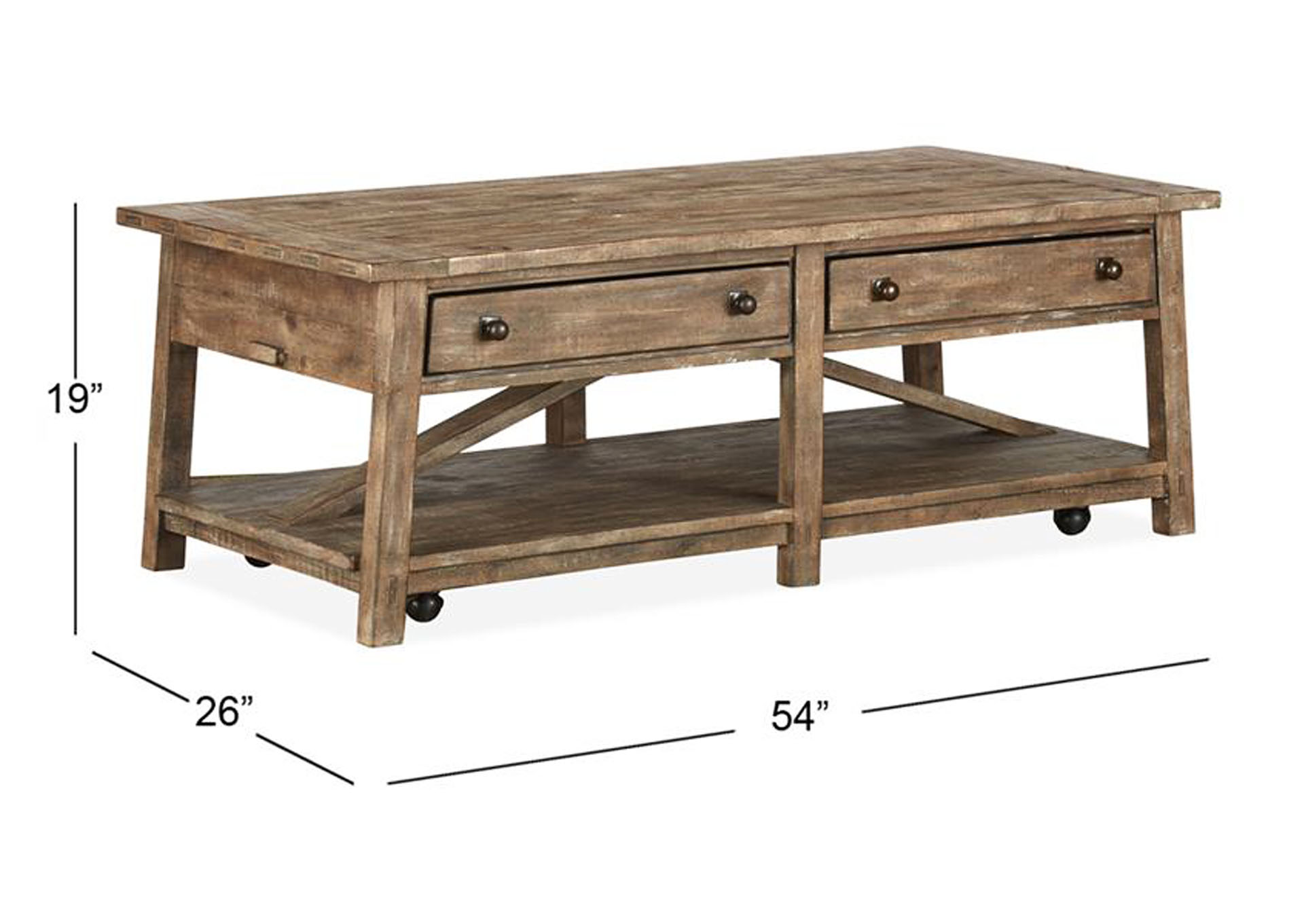 Bluff Heights Weathered Nutmeg Rectangular Cocktail Table,Magnussen