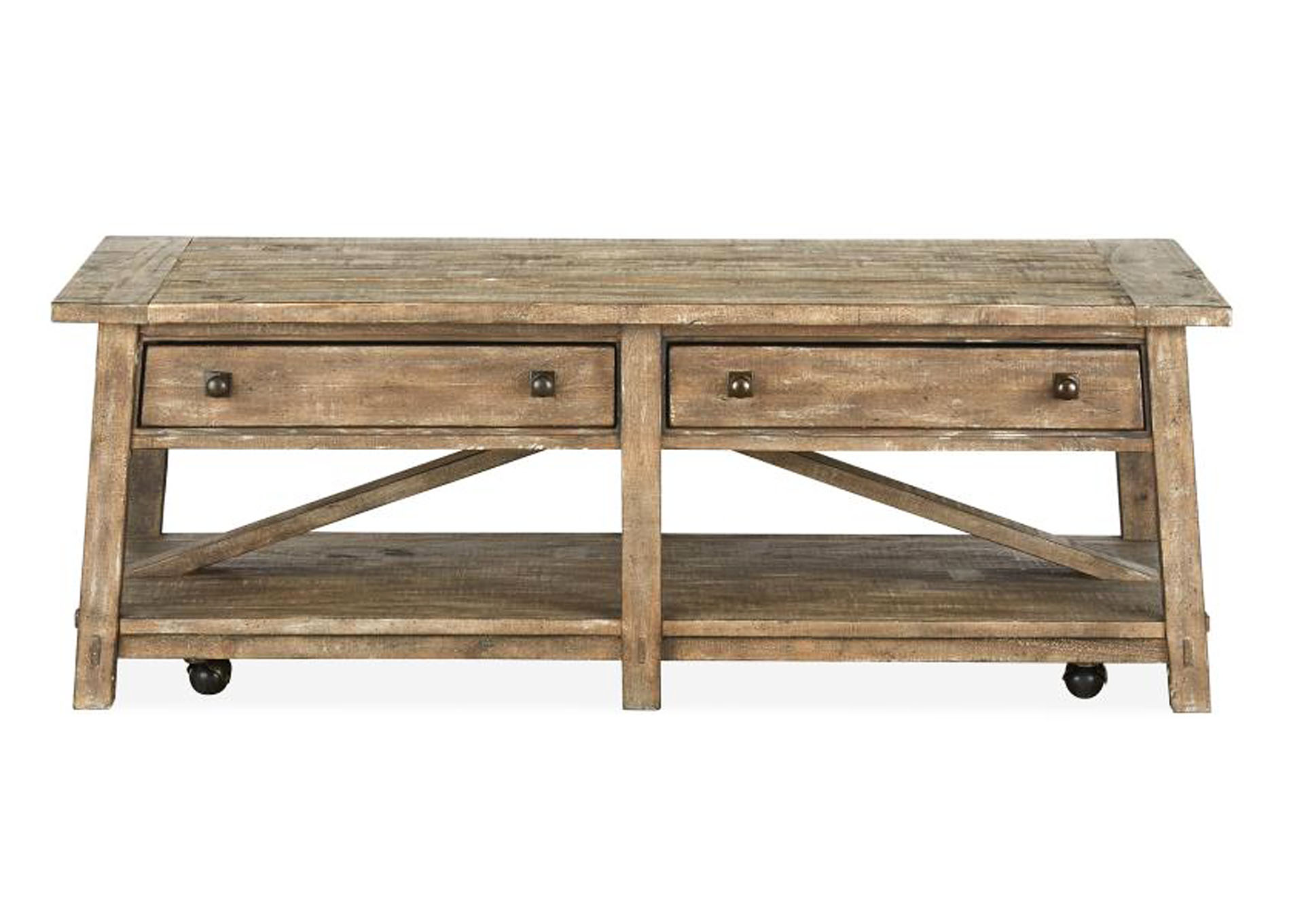 Bluff Heights Weathered Nutmeg Rectangular Cocktail Table,Magnussen