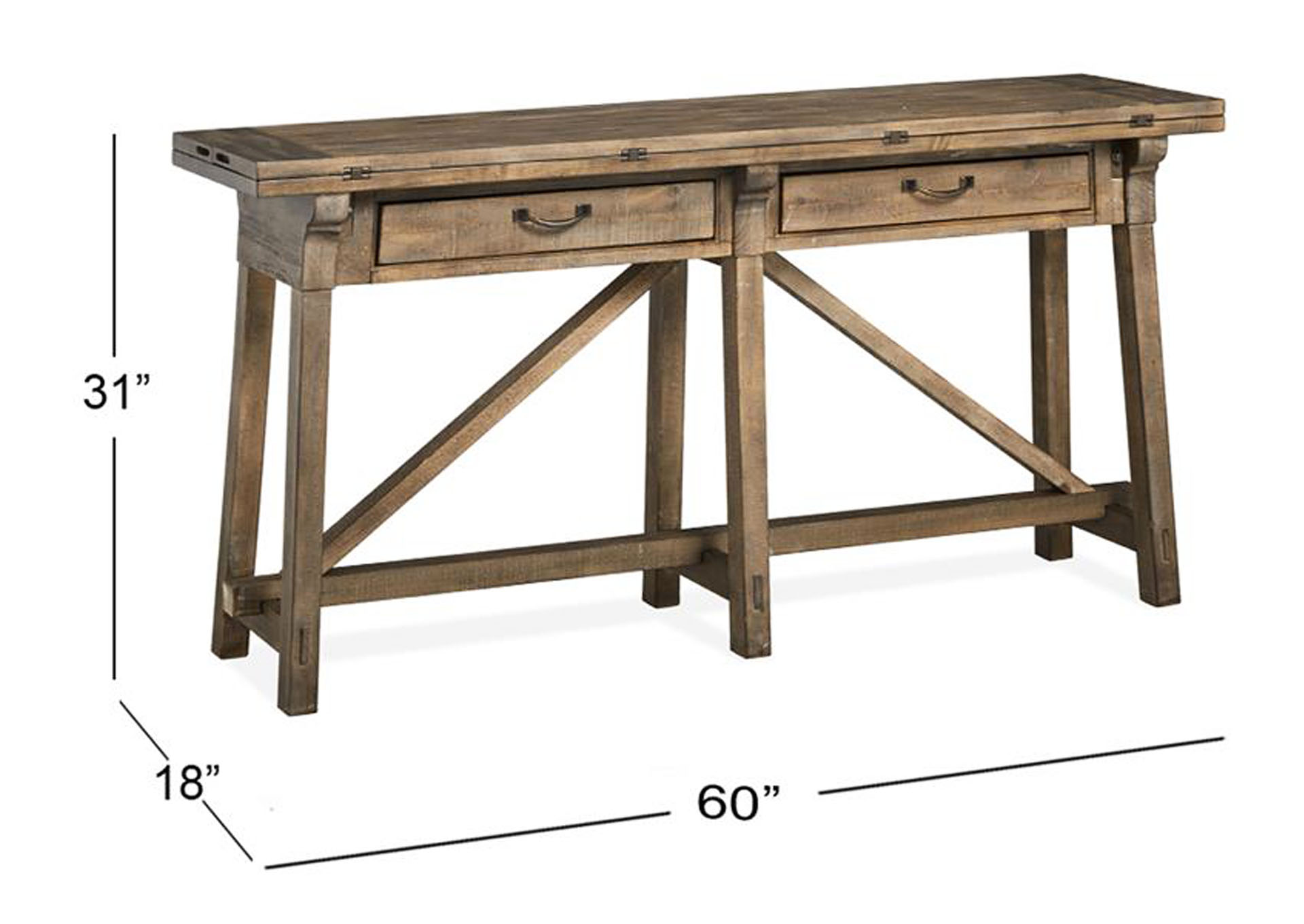 Bluff Heights Weathered Nutmeg Flip Top Sofa Table,Magnussen