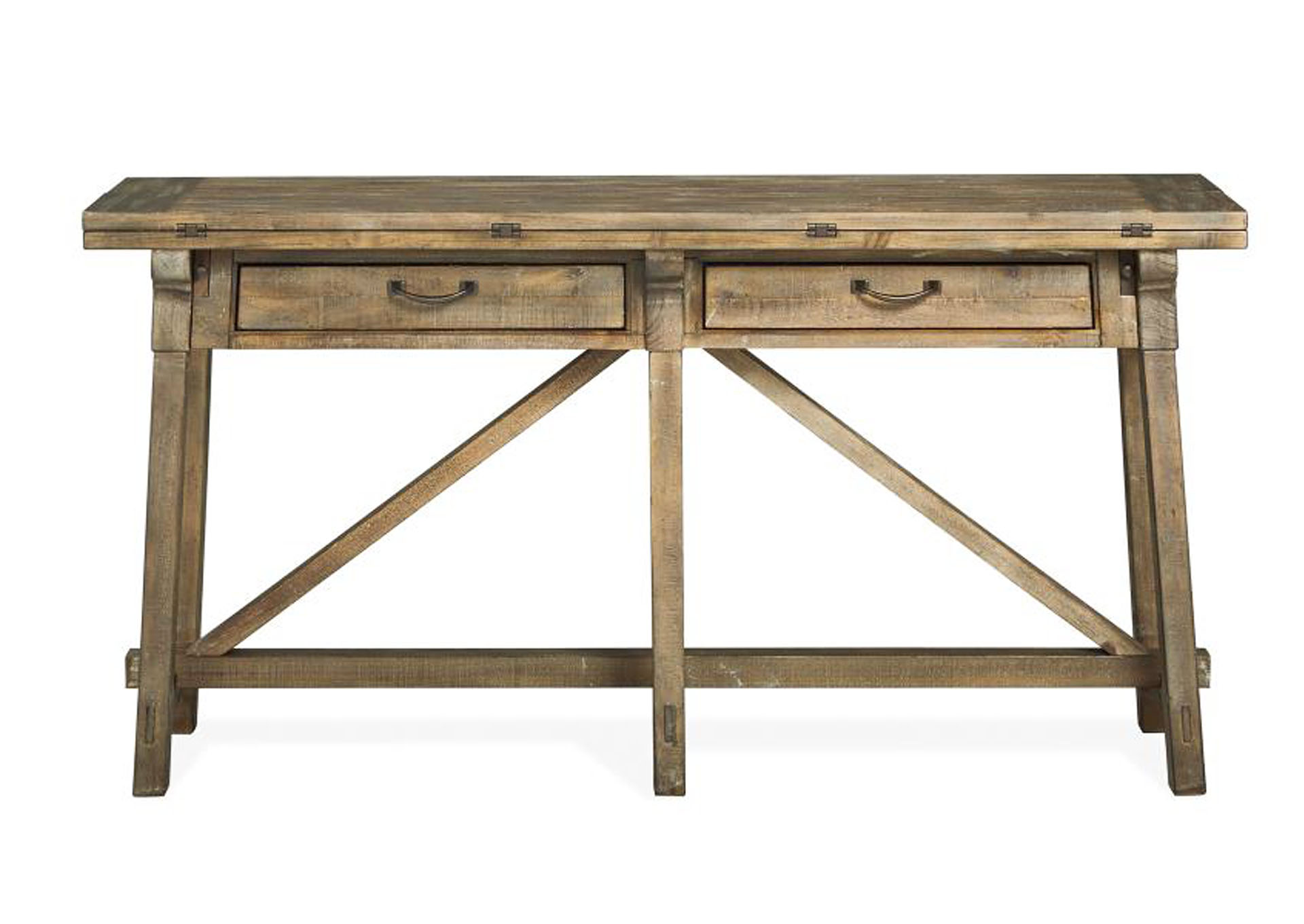 Bluff Heights Weathered Nutmeg Flip Top Sofa Table,Magnussen
