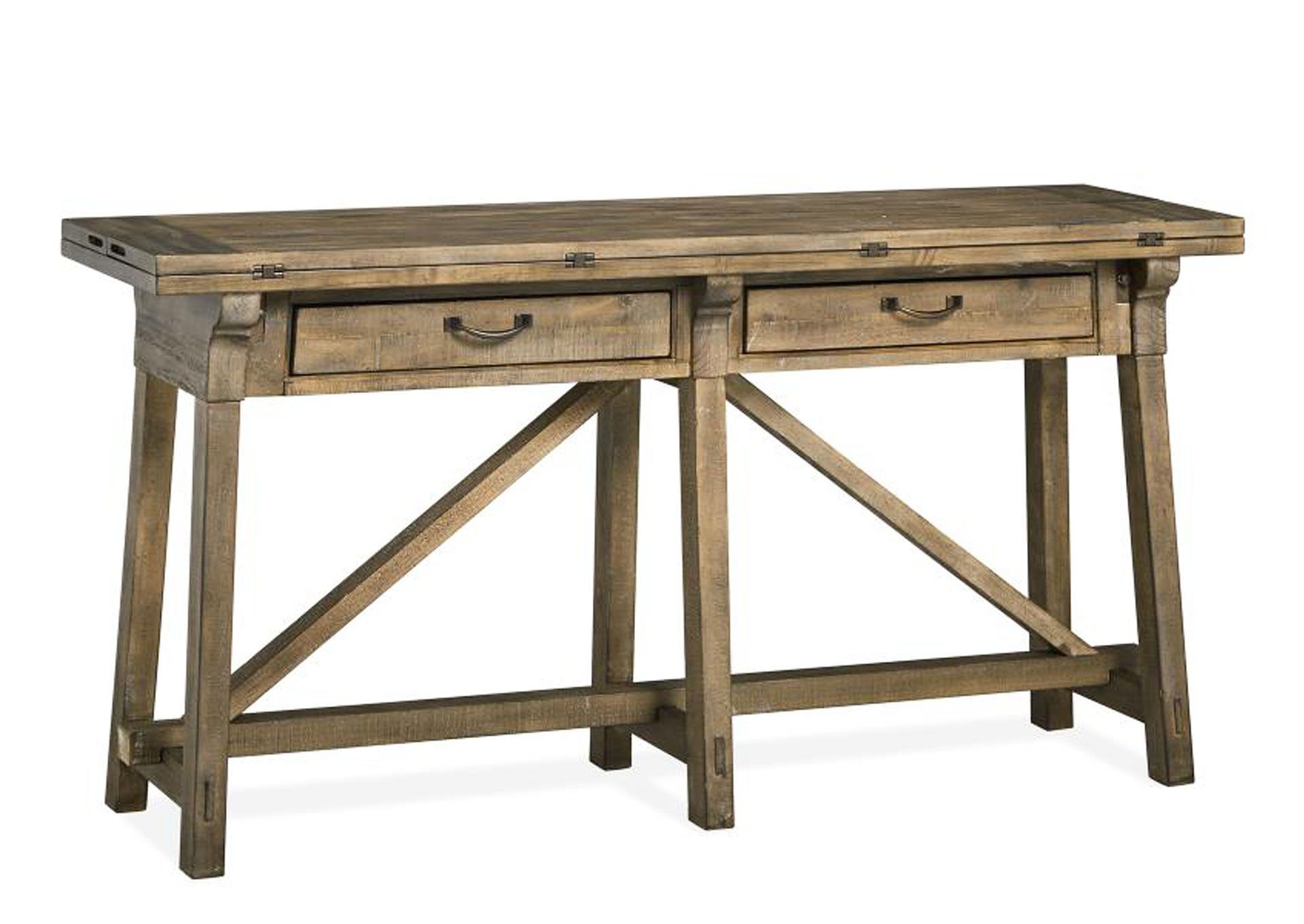 Bluff Heights Weathered Nutmeg Flip Top Sofa Table,Magnussen