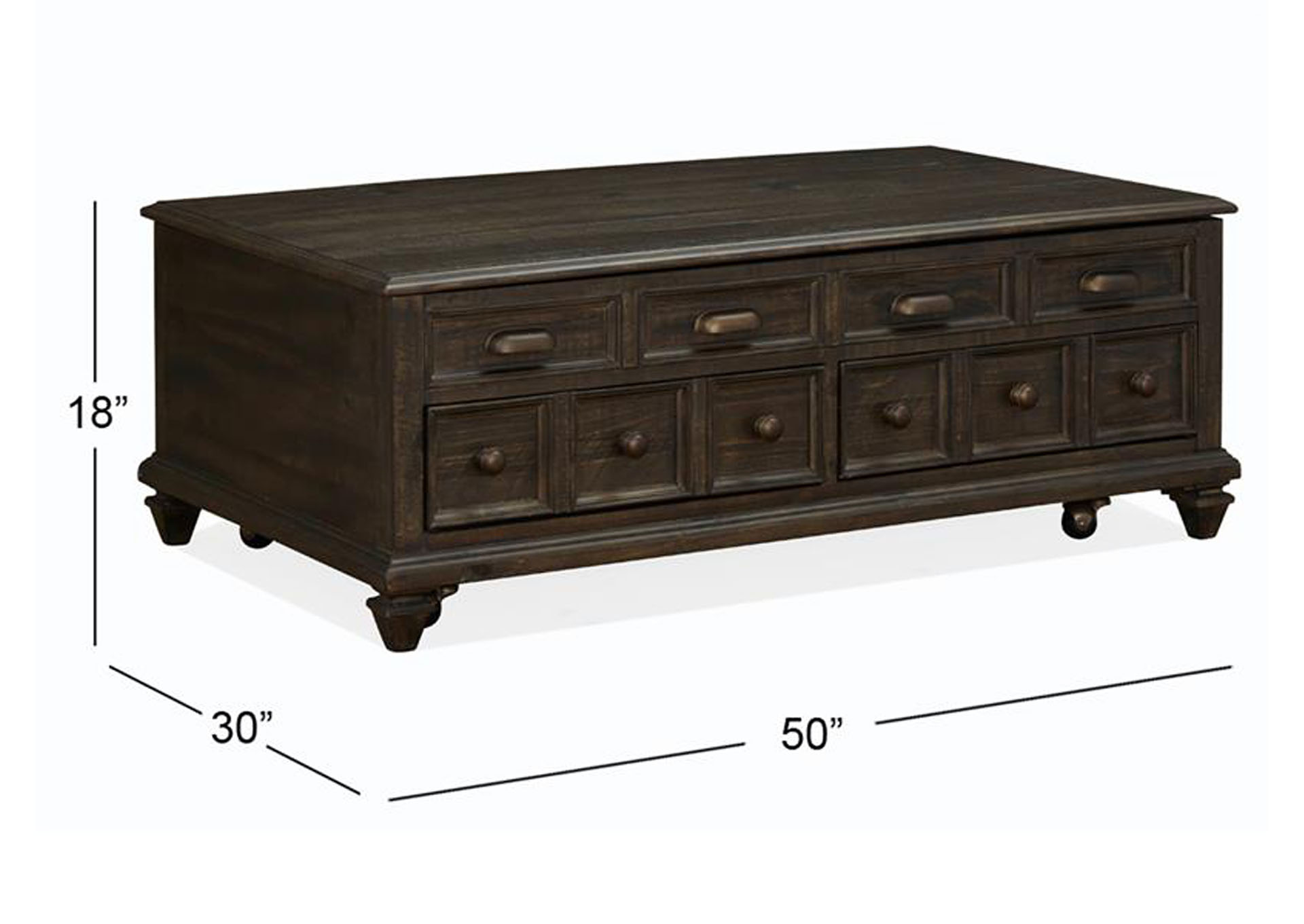 Burkhardt Peppercorn Lift Top Storage Cocktail Table w/Casters,Magnussen