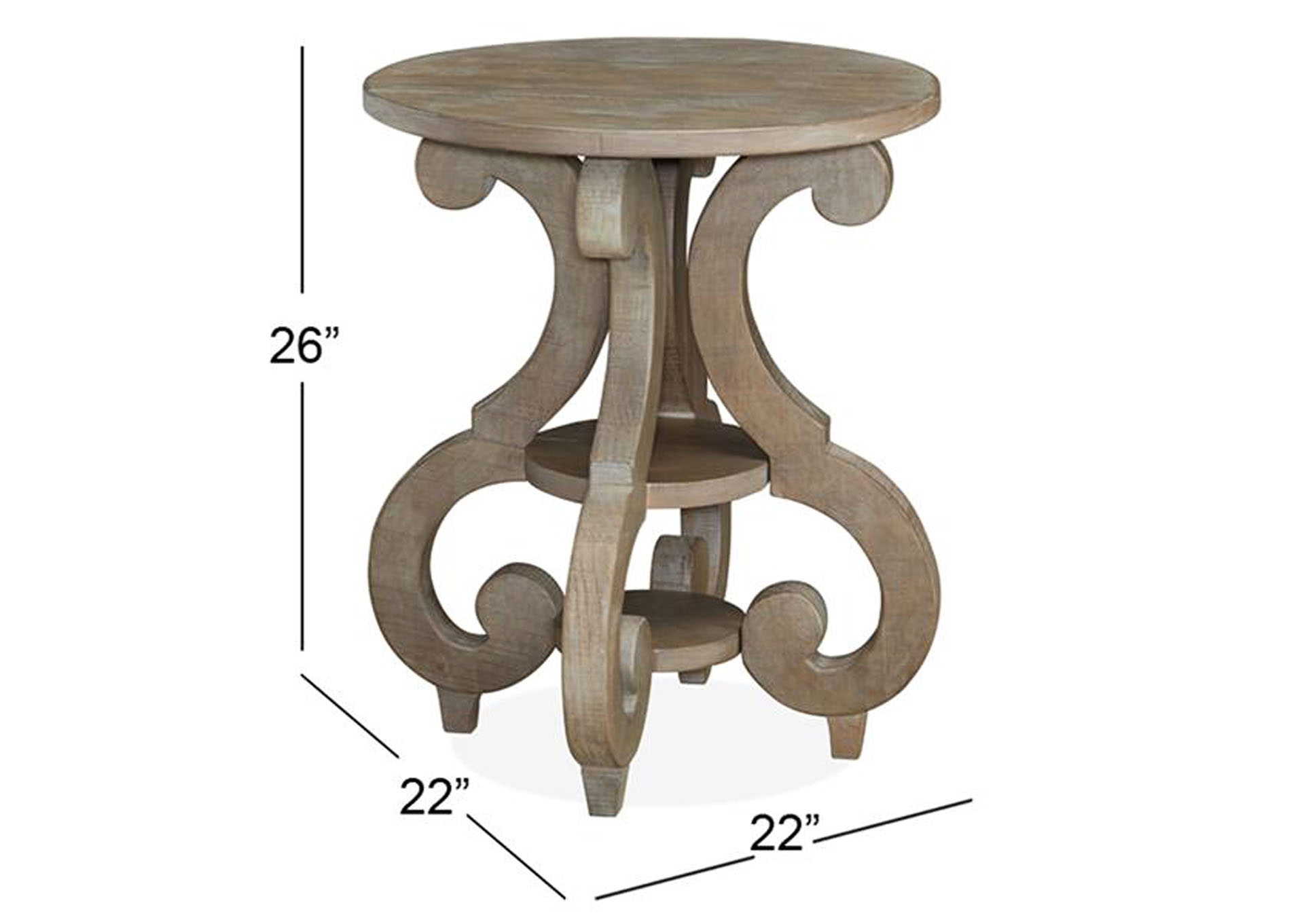 Tinley Park Dove tail Grey Round Accent End Table,Magnussen