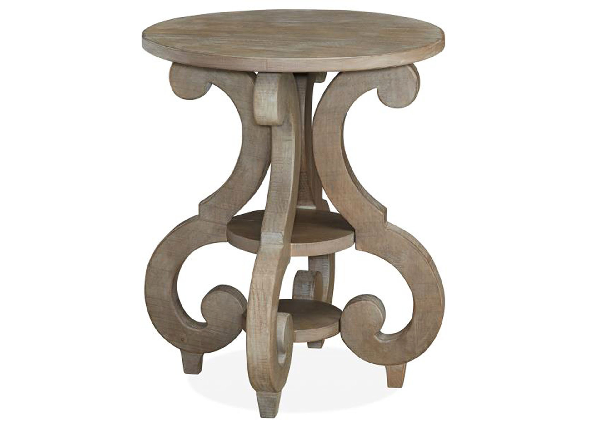 Tinley Park Dove tail Grey Round Accent End Table,Magnussen