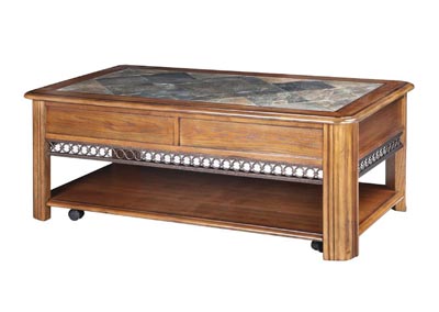 Image for Madison Warm Nutmeg Rectangular Lift Top Cocktail Table w/Casters