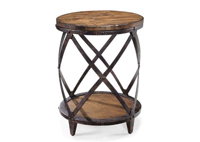 Pinebrook Distressed Natural Pine Round Accent Table