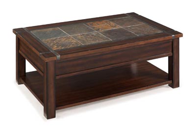 Image for Roanoke Cherry & Slate Rectangular Lift Top Cocktail Table (w/Casters)