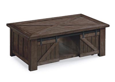 Image for Fraser Rustic pine Rectangular Lift Top Cocktail Table w/Casters