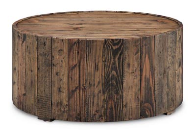 Image for Dakota Rustic Pine Round Cocktail Table w/Casters