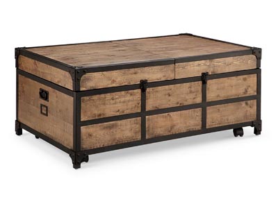 Image for Maguire Pine & Black Rectangular Expandable Cocktail Table
