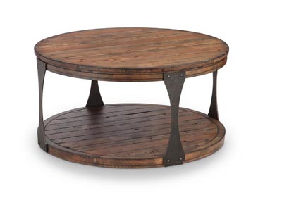 Image for Montgomery Bourbon Round Cocktail Table w/Casters