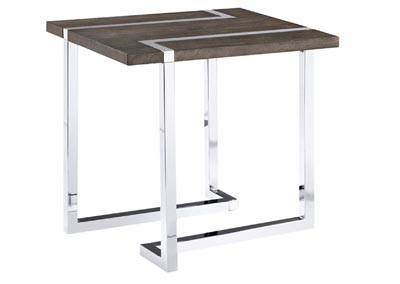 Image for Kieran Brown & Chrome Rectangular End Table