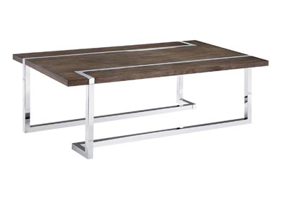 Image for Kieran Brown & Chrome Rectangular Cocktail Table