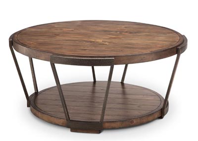 Image for Yukon Bourbon Round Cocktail Table (w/ Casters)