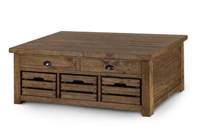 Image for Stratton Warm Nutmeg Lift Top Storage Cocktail Table (w/Casters)