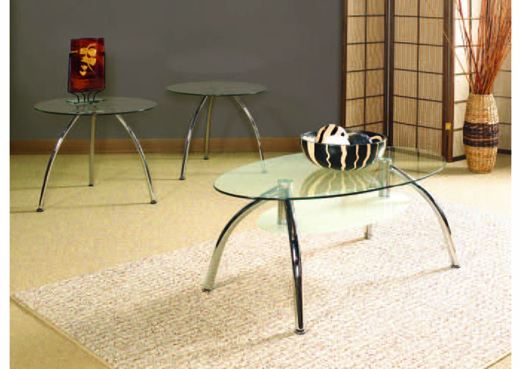 Talon Frosted-Glass 3-Pc Occasional Table Set,Mainline