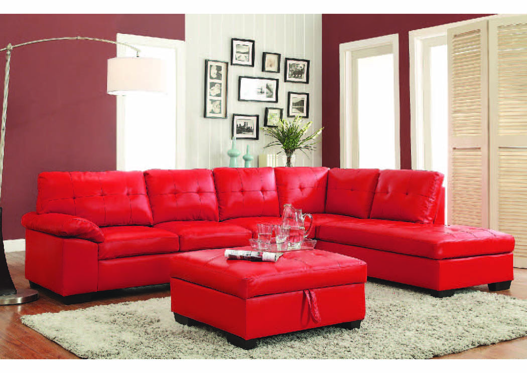 London Red 3-Pc Sectional Sofa,Mainline