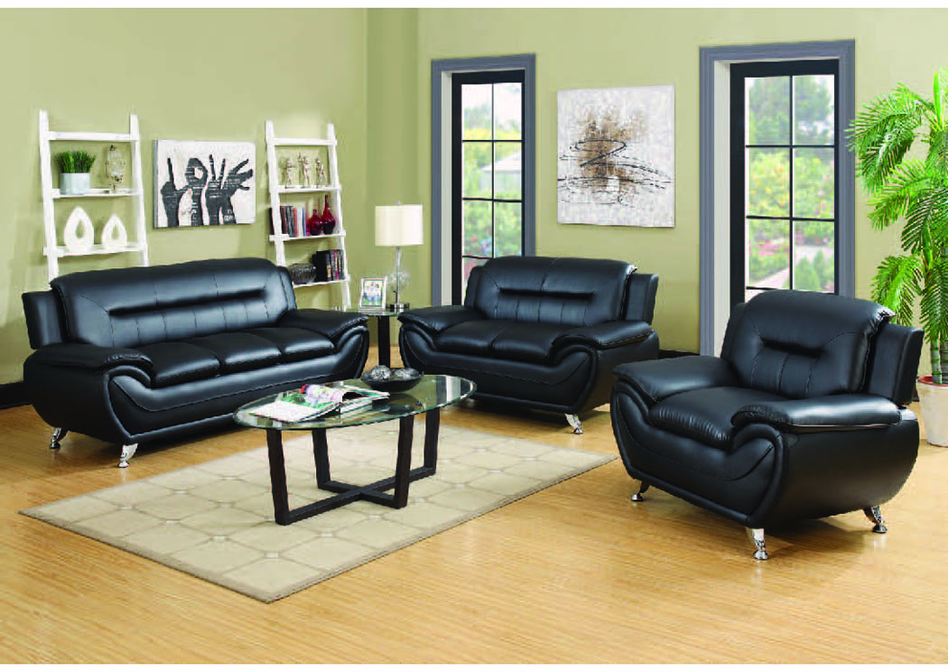 Black Leather Napoli Sofa,Mainline