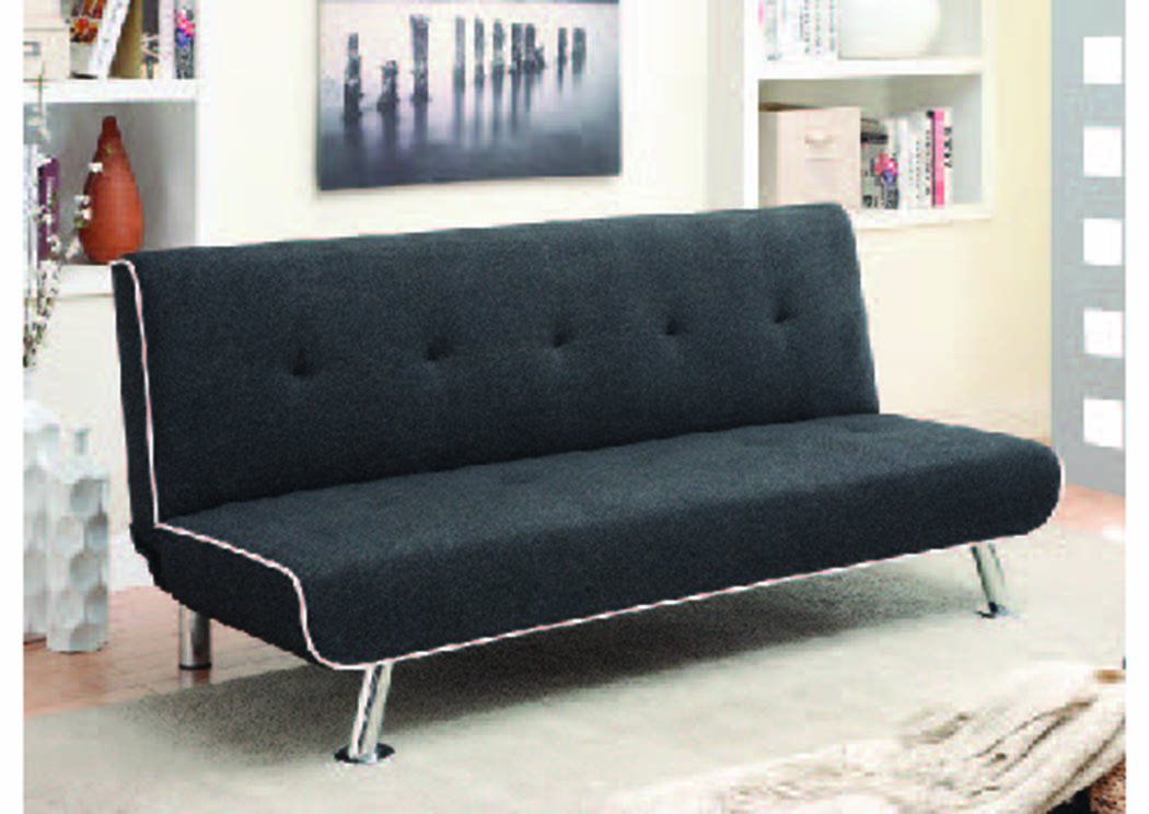 Svelte Charcoal Fabric K-Klak Sofa Bed w/Chrome Legs,Mainline
