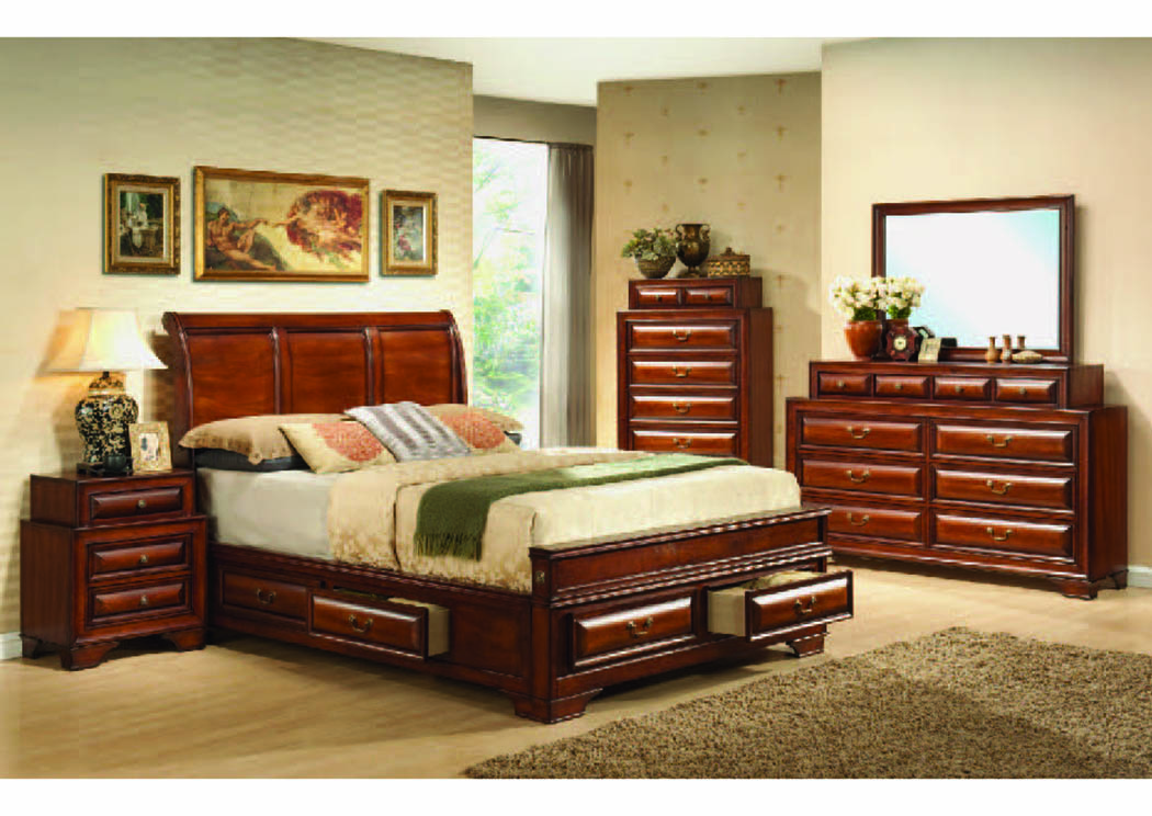 Baron Warm Cherry King Storage Bed,Mainline