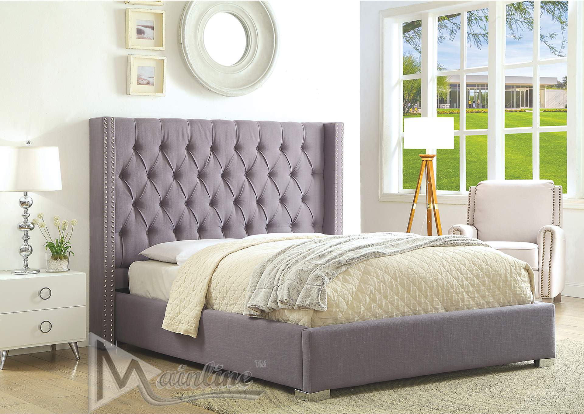 Gray Linen Foray Full Bed,Mainline