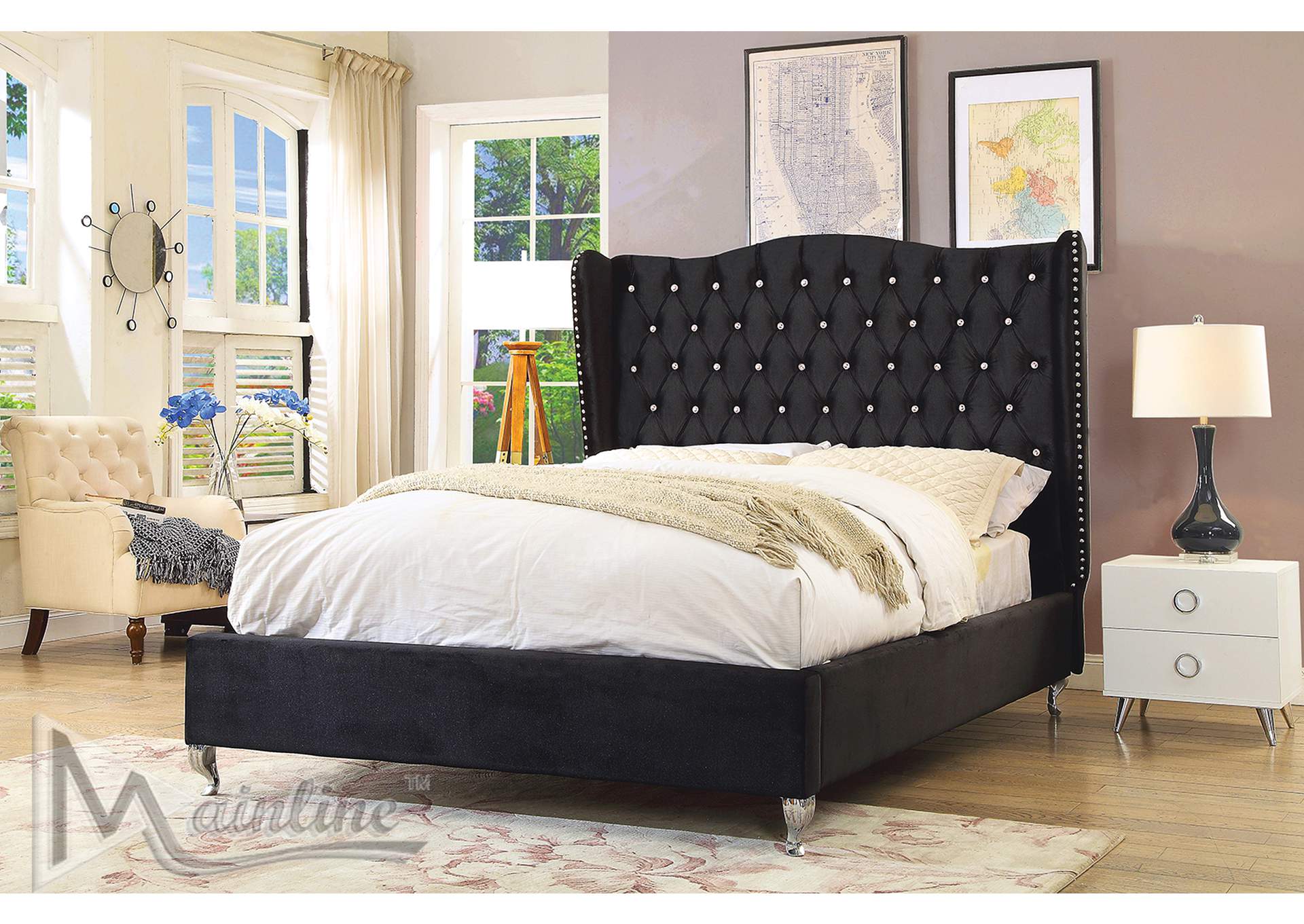 Black Velvet Volya Full Bed,Mainline