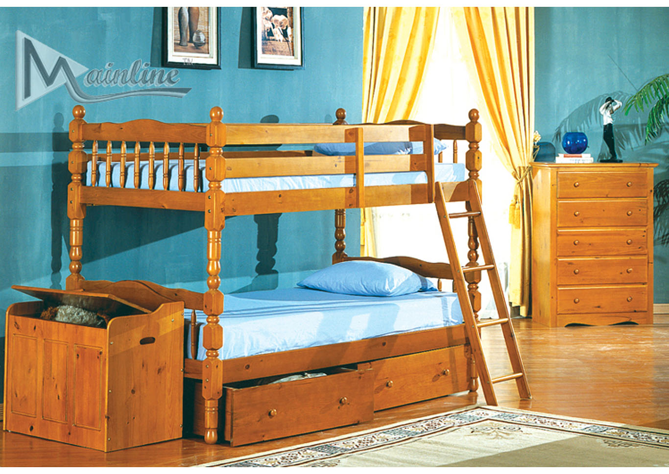 Pine T/Tw Spindle Bunk Bed,Mainline