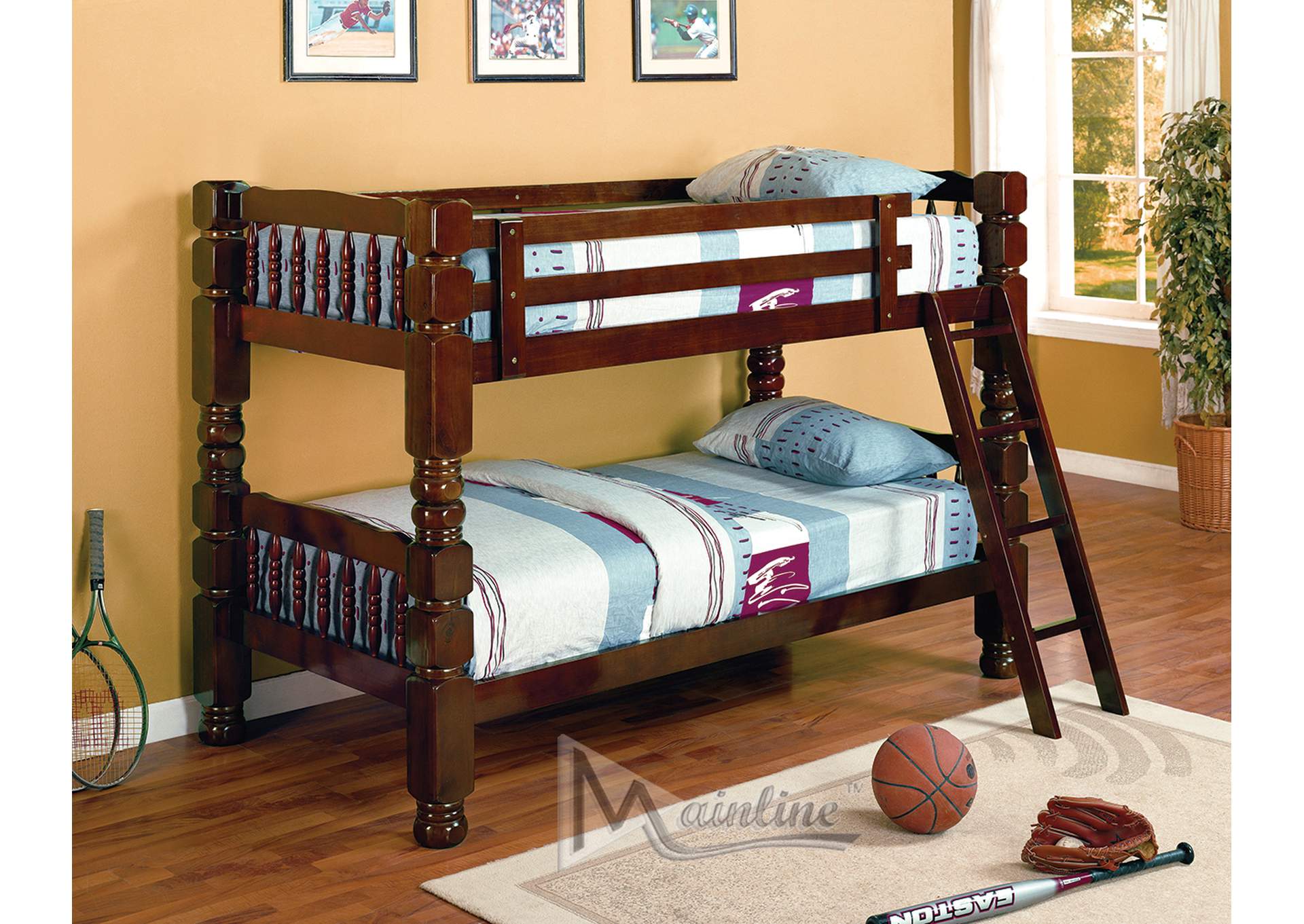 Cherry T/T Xl Spindle Bunk Bed,Mainline