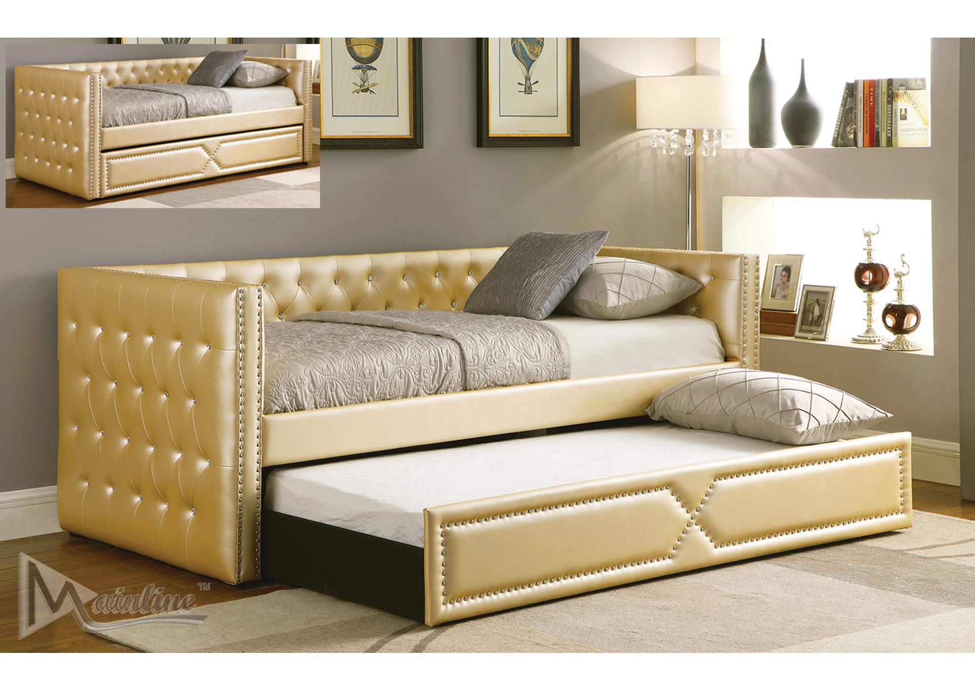 Gold Adele Daybed w/ Trundle,Mainline