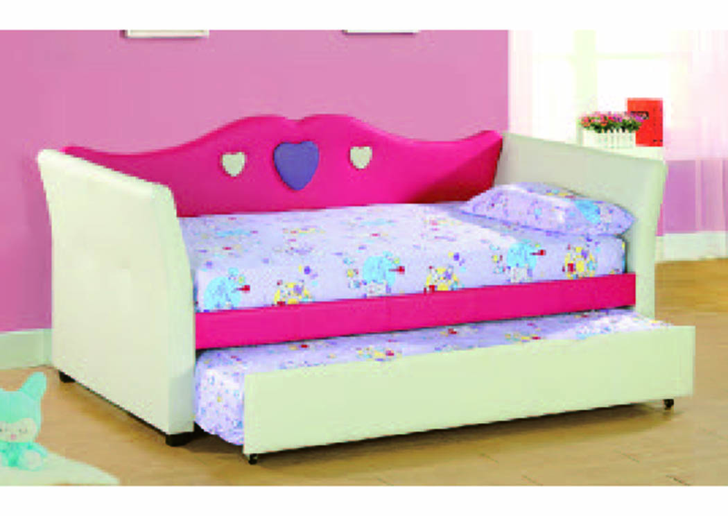 Cutey Red/White/Purple Upholstered Daybed w/Trundle,Mainline
