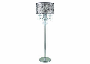 Image for Claudia 63" Floral Design Floor Lamp (1)