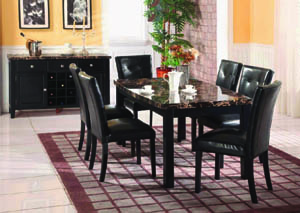 Obsidian Black Dining Table w/Faux Marble (38”x68)