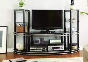 Image for Tribeca Glossy Black/Metallic Silver 3-Pc Entertainment Center