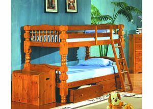 Image for Ponderosa Honey Pine Twin/Twin Xl Spindle Bunkbed (20)/4530