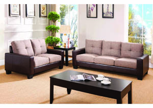 Image for Stanza 2 Taupe Fabric/Espresso Leatherette Sofa