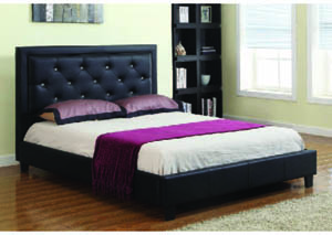 Black Ravioli Tufted Queen Bed