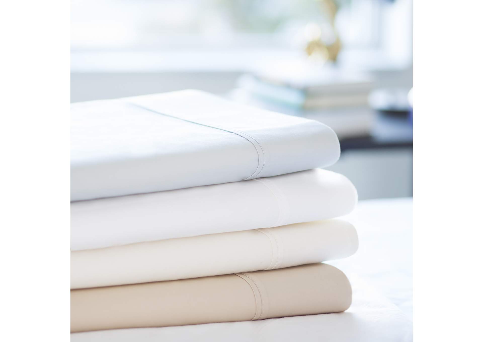 Malouf White 600 TC Cotton Blend Linens - Queen Size,Malouf