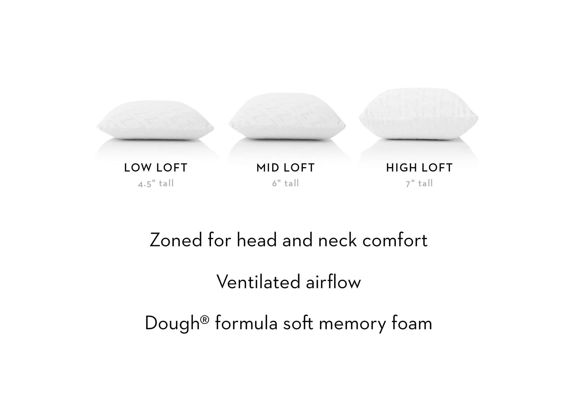 Malouf Zoned Dough Pillow - King High Loft Firm Size,Malouf