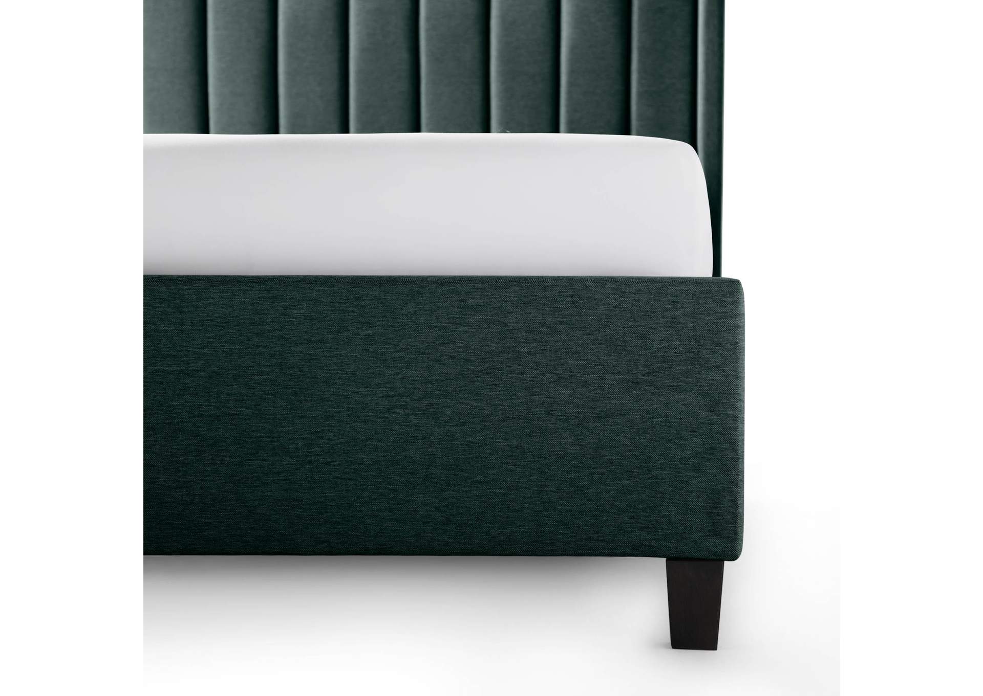Malouf Charcoal Blackwell Upholstered Bed w/ Wingback Headboard - Full Size,Malouf