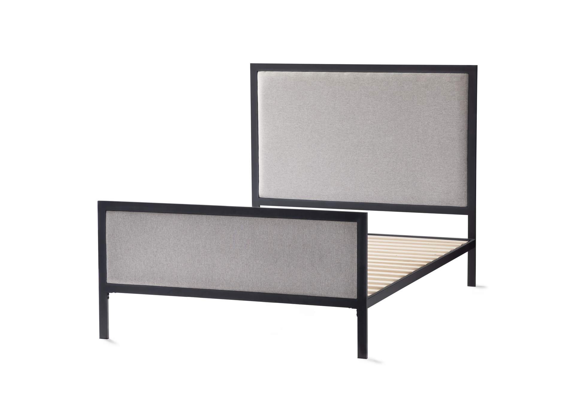 Malouf Charcoal Clarke Metal Upholstered Queen Bed,Malouf