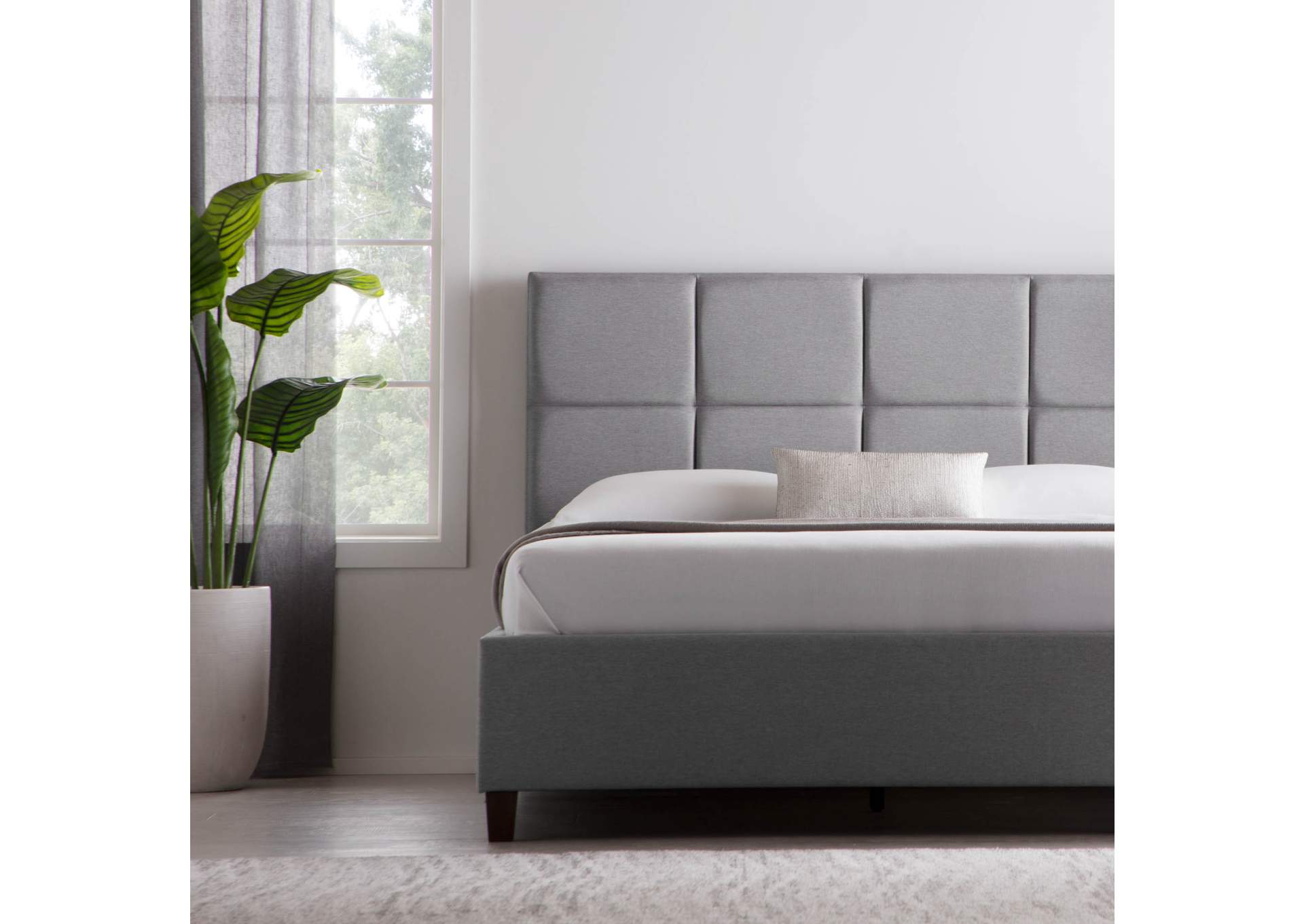 Malouf Charcoal Scoresby Upholstered King Bed,Malouf