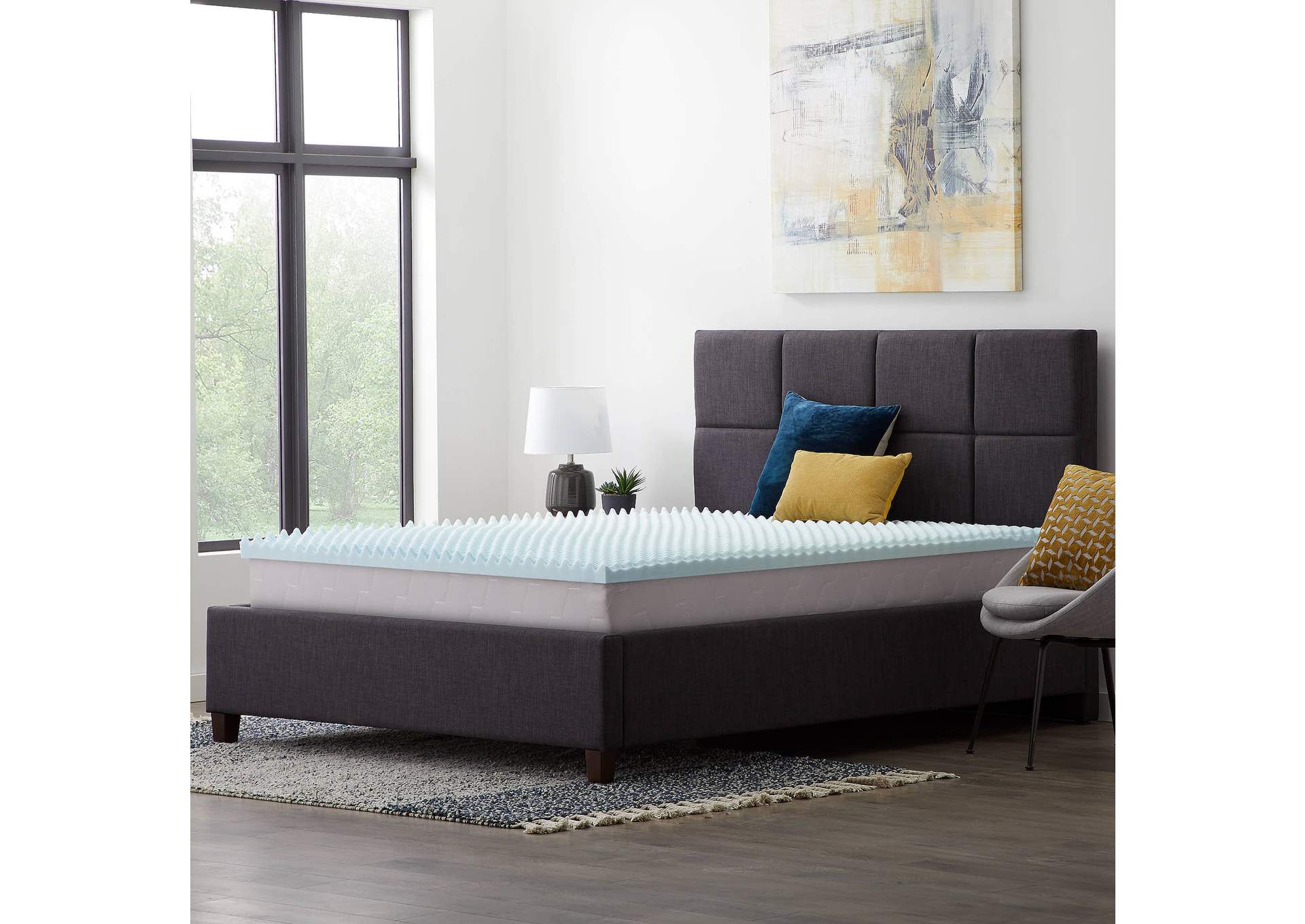 Malouf 2" Convoluted Gel Memory Foam Twin XL Mattress Topper,Malouf