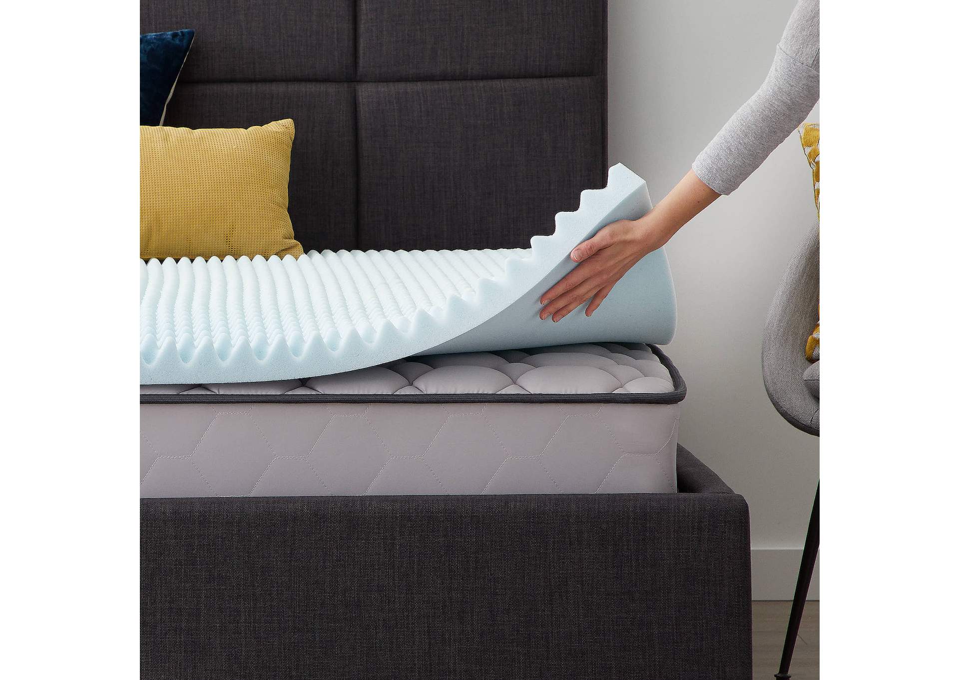 Malouf 2" Convoluted Gel Memory Foam Queen Mattress Topper,Malouf