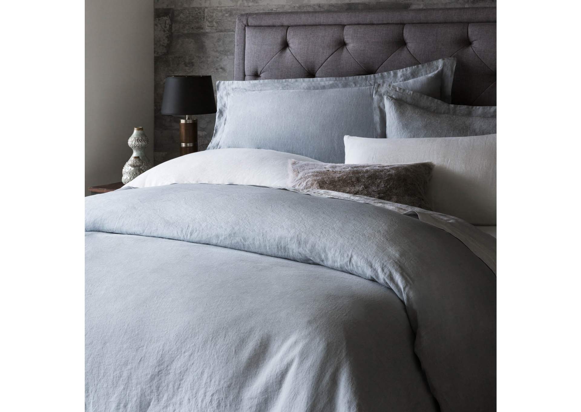 Malouf White French Linen Duvet Set Comforters & Duvets - Queen Size,Malouf