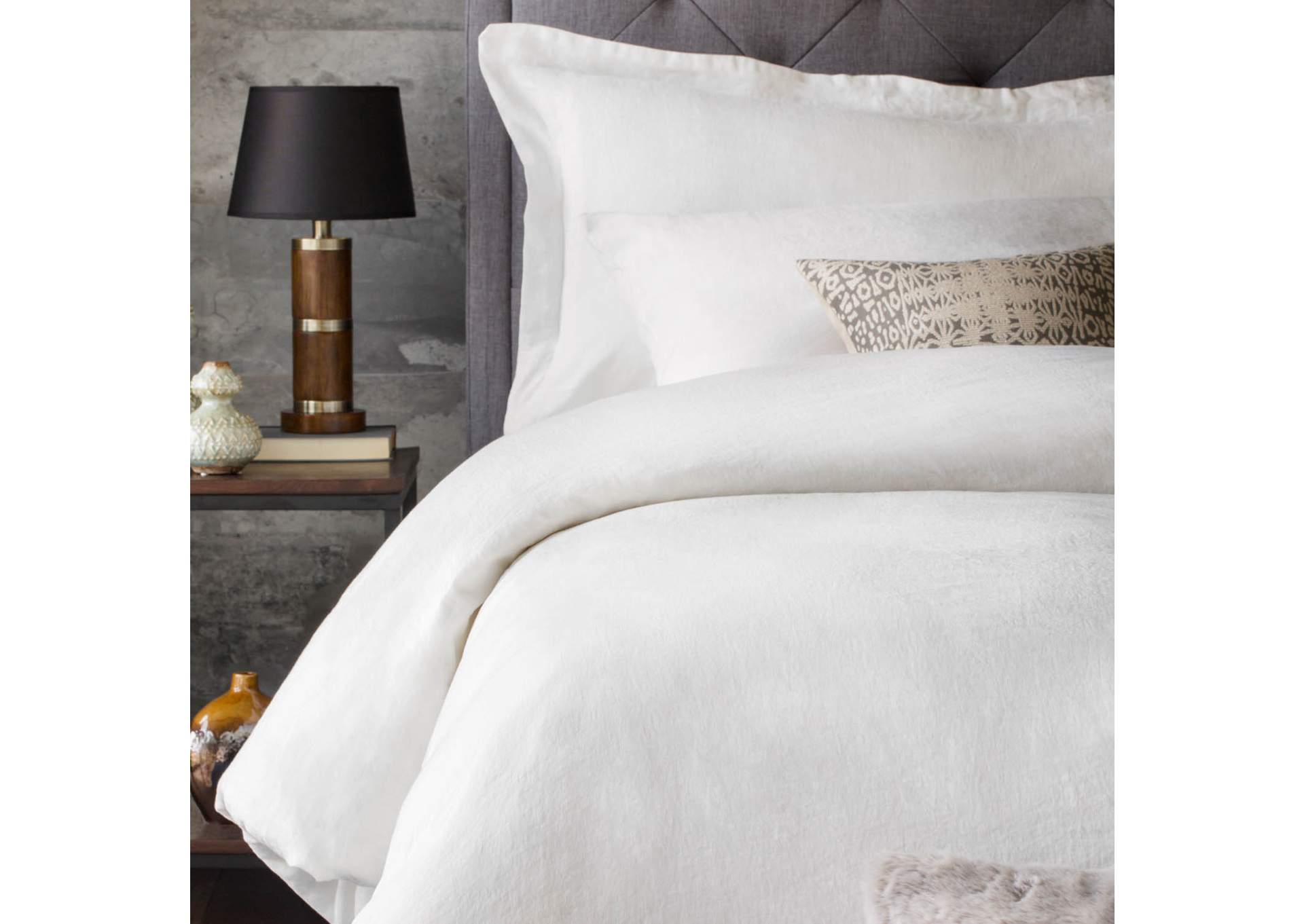 Malouf Charcoal French Linen Duvet Set Comforters & Duvets - King Size,Malouf