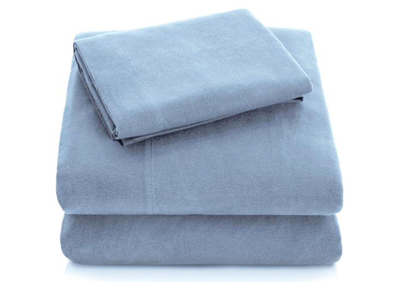 Portuguese Flannel Woven Portuguese Flannel Sheet Set, Split King, Pacific,Malouf