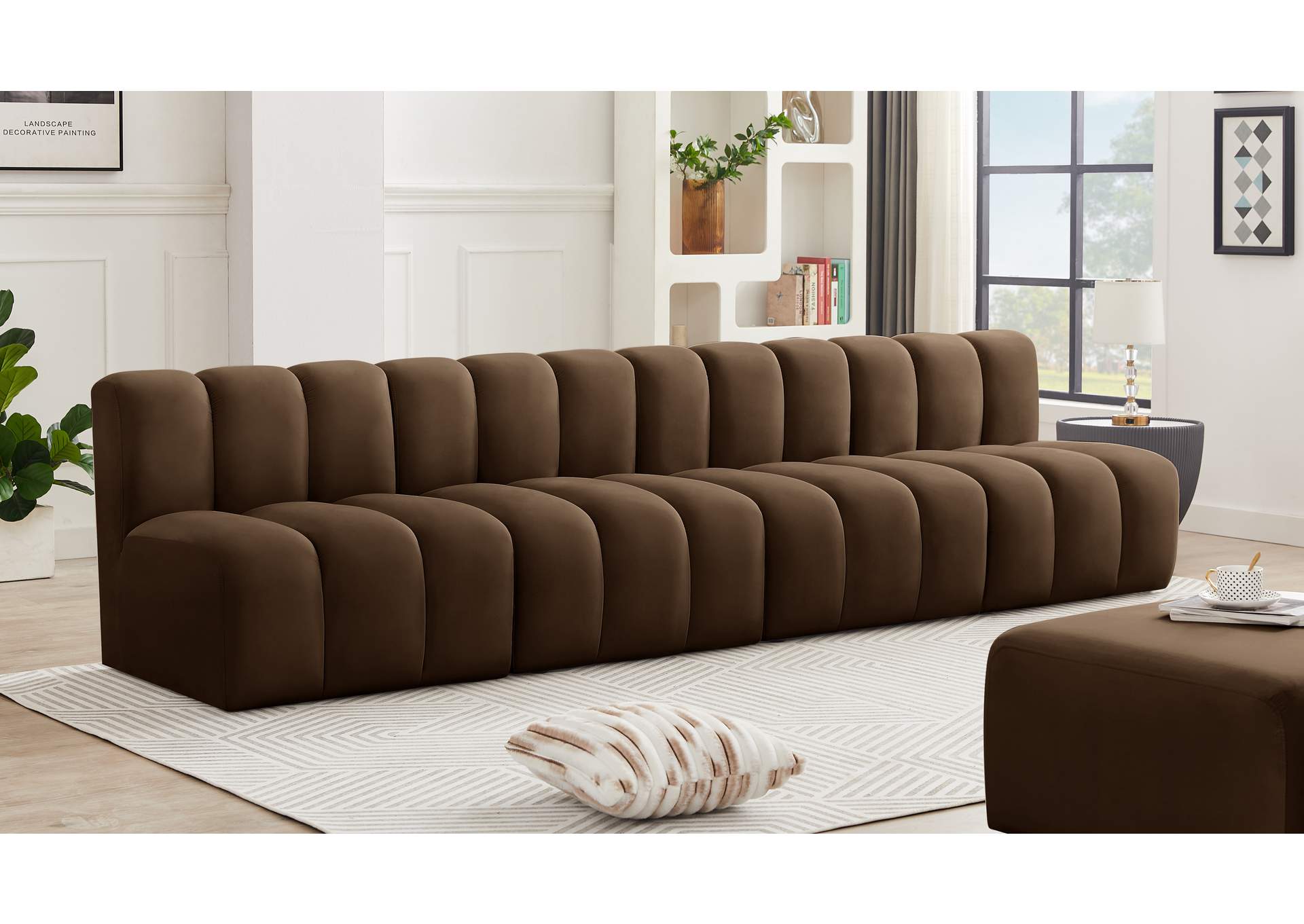 Arc Brown Velvet Modular Sofa,Meridian Furniture