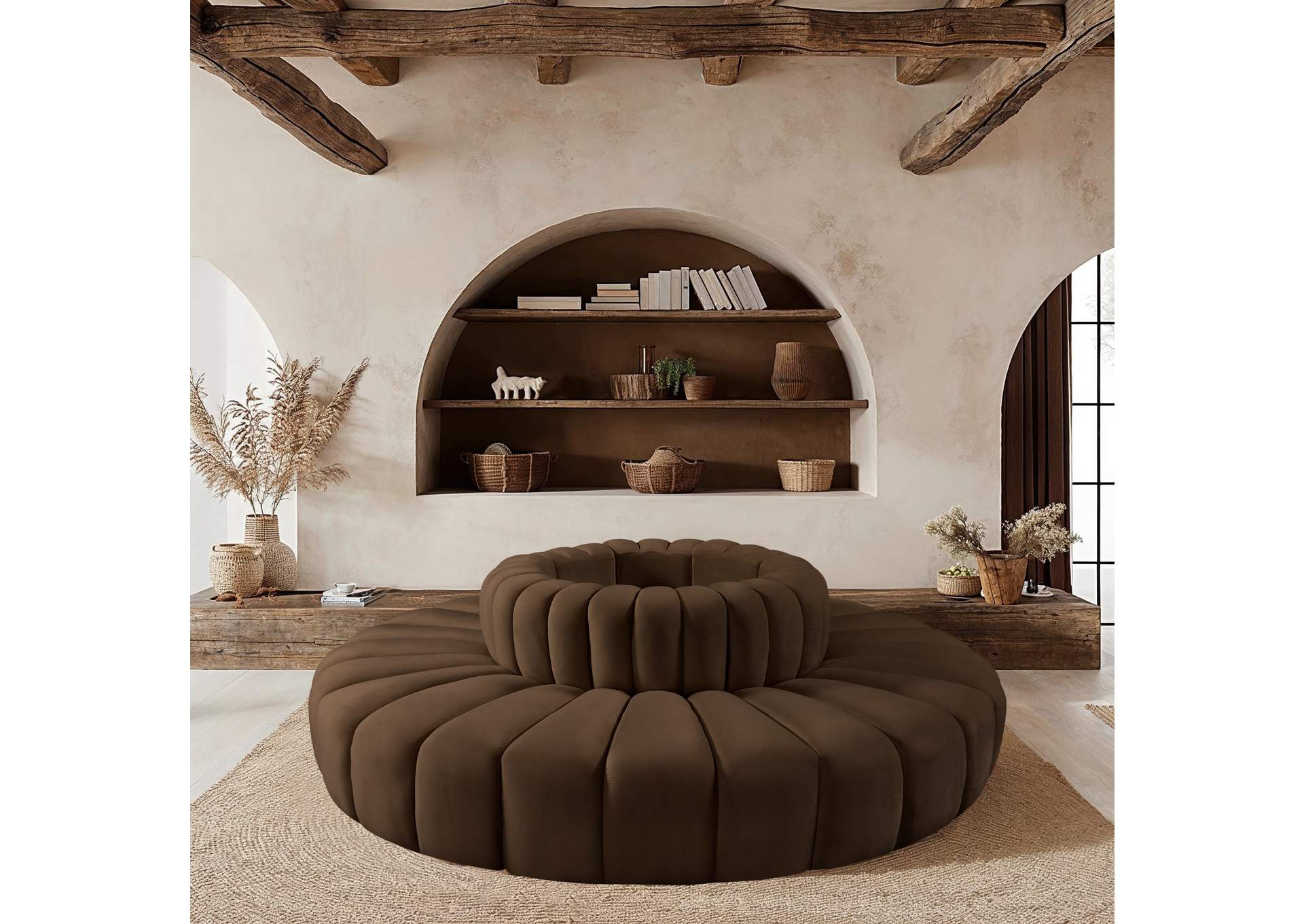 Arc Brown Velvet Modular Sofa,Meridian Furniture