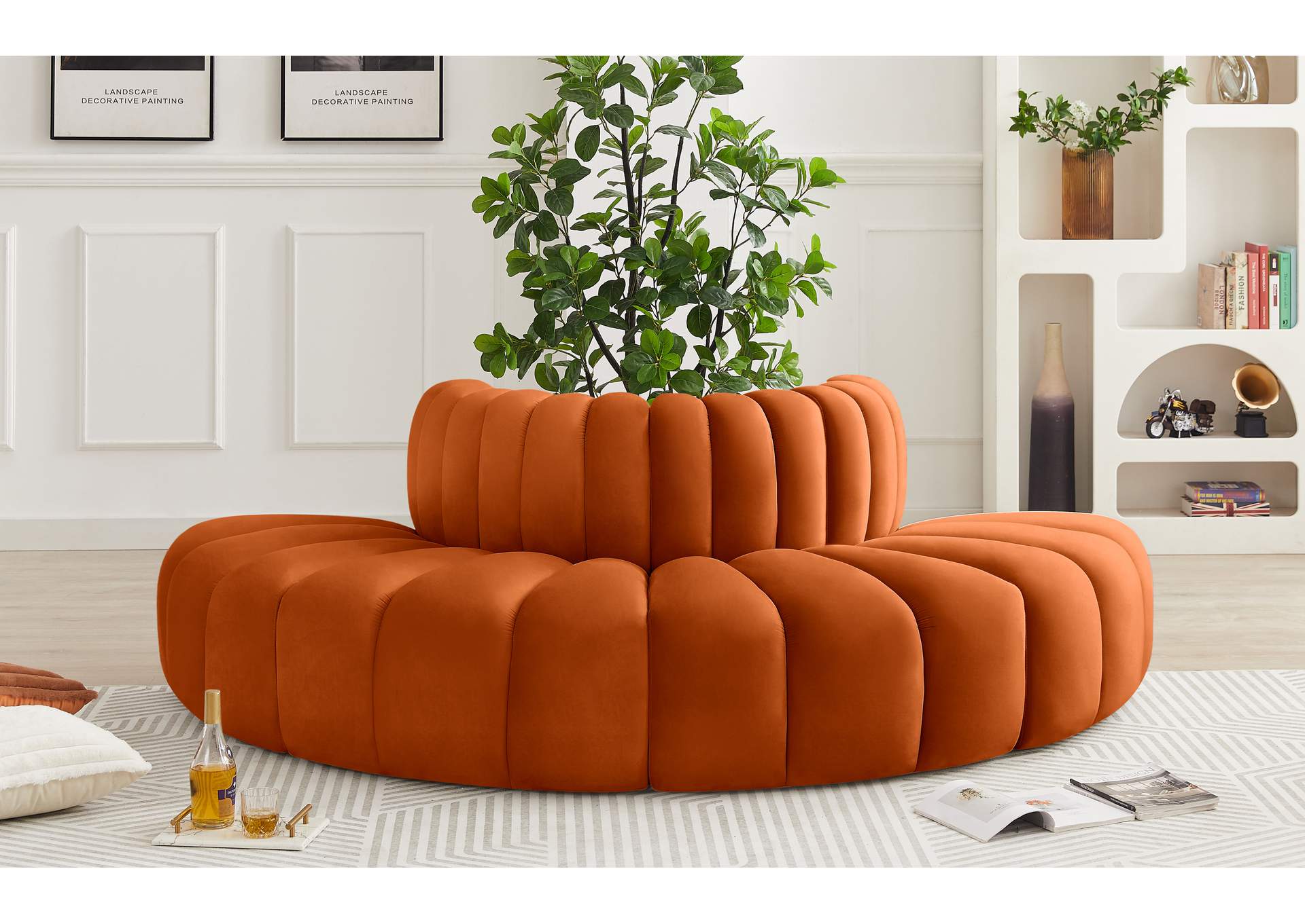 Arc Cognac Velvet Modular Sofa,Meridian Furniture